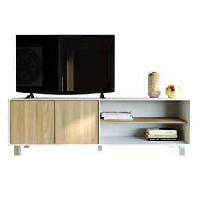 Rack Mesa Para Led Tv Hasta 75 Pulgadas Modular Con 2 Puerta Push Pulsador Color Olmo Con Everest