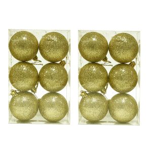 Set de 12 globos de 6cm Oro glitter 2 cajas x 6 un.