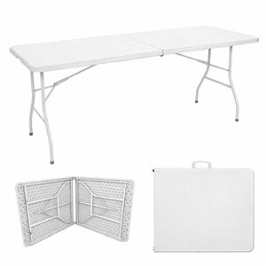 Mesa Plegable Picnic Portátil 180 Cm Blanca
