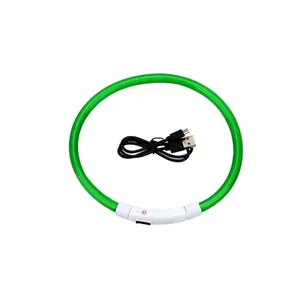 Collar Para Perros Con Luz Led Ajustable Rigido 3 Modos Luz - VERDE