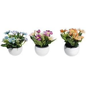 Planta Artificial Flor Con Maceta 13x13cm x3 unidades 90293