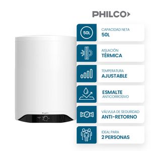 Termotanque eléctrico 50 L Blanco PHILCO