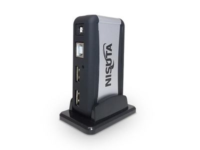 Hub USB 2.0 7 Puertos con Fuente Nisuta NSUH0704 Negro con plateado $37.09319 $29.675