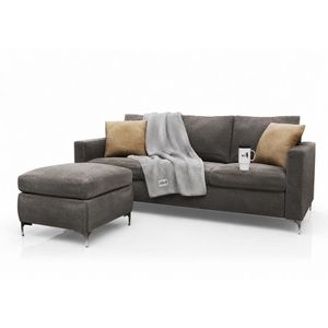 Sillon Living Esquinero 3 Cuerpos Chenille Gris Oscuro + Manta + Vaso de Regalo | Promo Invierno