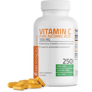 Suplemento Bronson de vitamina C, 1000 mg de ácido ascórbico, 250 comprimidos