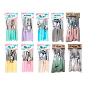 Cubiertos Set X16 Carol Soft Cuchillo Tenedor Mango Beige