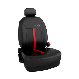 FUNDA CUBRE ASIENTO CUERO SINTETICO AUTOMOTOR UNIVERSAL NEGRA C/ BASTON ROJO