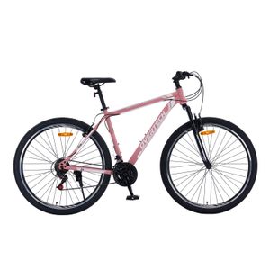 Bicicleta Mtb Overtech Q3 R29 Aluminio, 21v Con Shimano, Freno A Disco, Con Suspensión, Rosa/Gris M