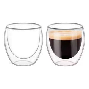 Set 2 Vasos Doble Pared Hudson Dwg02 Vidrio Linea Café 150ml