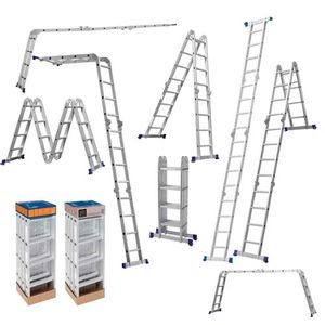 Escalera de Aluminio Multifunción Articulada 16 Escalones 4x4 Plegable Mor