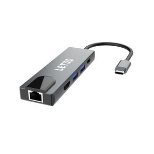 Adaptador Letos Le-hb005 Usb C Hub a Usb 2.0 + C-pd + Hdmi + Rj45