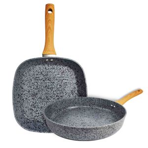 Set 2 Piezas Sarten 28cm y Bifera 26cm Hudson Granito Stone Antiadherente
