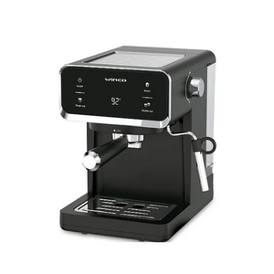 Cafetera Express Negra Winco W1927 Con Espumador De Leche Digital Touch 20 BAR