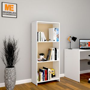 Biblioteca Organizador 140x60cm - 3 Estantes - Muebles Económicos - Blanco