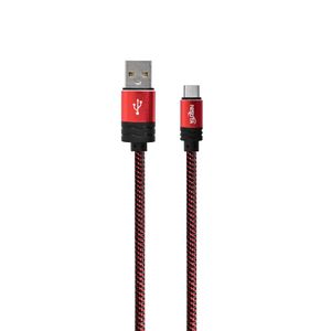 Cable USB C de 1,8m de 2.4A con malla de tela ROJA NISUTA - NSCATEUC2