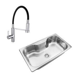 Bacha Cocina Johnson Luxor SI85 A + Grifería Piazza 10317