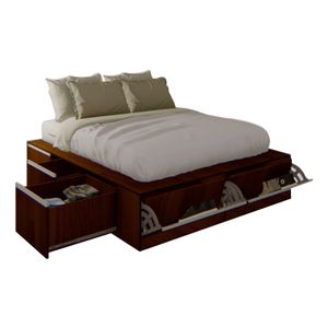 Cama PRO EMC Queen 1,60m con 6 Cajones y 2 Zapateros Wengue