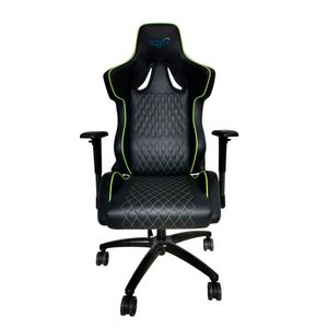 Silla Gamer reforzada metálica, altísima calidad, color negro con hilos verdes diseño unico NISUTA - NSBUG3
