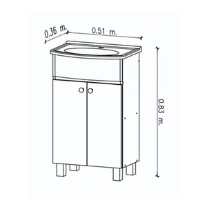 Vanitory Laqueado Mdf 60cm Cajones Patas Antihumedad Bacha