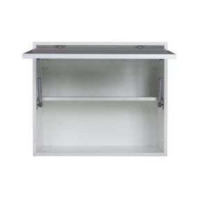 Alacena Moderna 60cm Mueble Organizador De Cocina 1 Puerta Color Gris Macadan/Blanco Con Perfiles Color Bronce