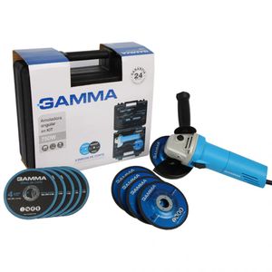 Amoladora Angular Gamma 115 Mm 750 W + 10 Discos + maletin