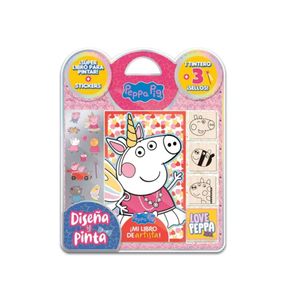 Libro Para Colorear Con Stickers + Sellos - Vertice Peppa
