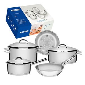 Bateria De Cocina Solar Triple Fondo 5 Piezas Tramontina