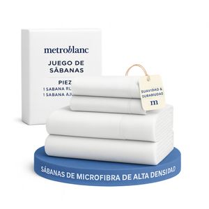 Juego Completo Sabanas 2 Plazas Microfibra Ideal Hotel Hogar Color Blanco