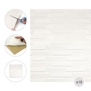 Placas 3D Autoadhesivas Ladrillos Irregulares Blanco 70x70 Pack x10
