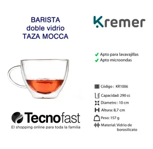 Set x2 tazas de café- doble vidrio Barista