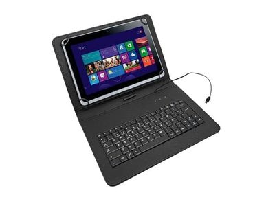 Funda para tablets entre 9"-10" de simil cuero con teclado via cable Nisuta NSFUTE910 Negra