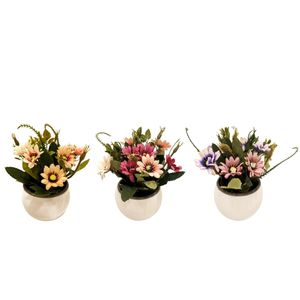 Planta Artificial Flor Con Maceta 15x15cm x3 unidades 90294