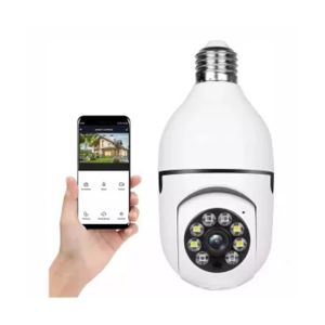 Camara Ip Rotica Tipo Bombillo Wifi 360° Vision Nocturna Color Blanco