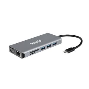 Docking NISUTA USB C 3.1 a HDMI, VGA, Red, Hub USB, Audio, PD, lector tarjetas -NSUCD3