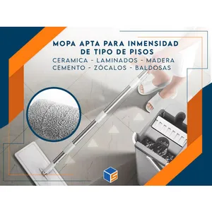 Trapeador Balde Escurridor 2 Mopas Paños Plana Limpieza 360 Color Crema