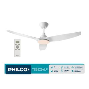 Ventilador de Techo Philco 52" con Luz y Control Remoto 32w Color Blanco TEB5234LP