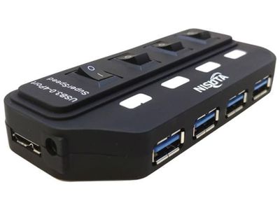 Hub USB 3.0 4 Puertos con Switch Nisuta NSUH0431 Negro