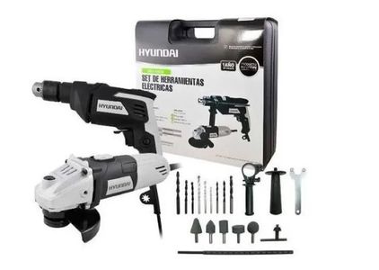 Kit Maletin Amoladora + Taladro 600w Hyundai Garantia 1 Año
