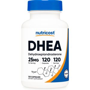Nutricost DHEA 25 mg, 120 cápsulas - Sin gluten,