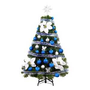 Árbol de Navidad Canadiense de Lujo 1.20mts + kit 36 pzas Azul