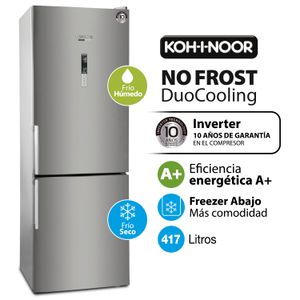 Heladera KOH-I-NOOR NO FROST DuoCooling Inverter 417 Lts. Acero KHGA41DI/9 