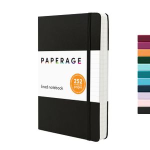 Libreta PAPERAGE rayada, 252 páginas, 14 cm x 20 cm, color negro