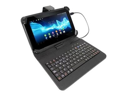 Funda para tablets entre 7"-8" de simil cuero con teclado via cable Nisuta NSFUTE78 Negra $16.94319 $13.555