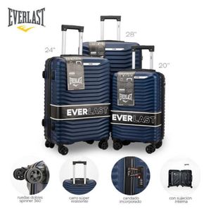 Kit de Valijas para Viaje Everlast - Azul 20-24-28 Ccandado Ruedas Spinner 360 (27391) $179.5699 $161.619