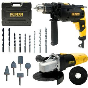 Combo Konan Taladro 13Mm 750W + Amoladora 115Mm 720W