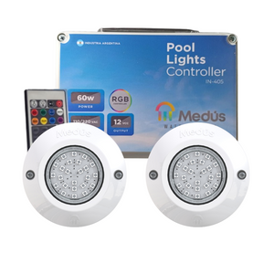 Combo opticas piscinas fibra vidrio Medus RGB+Controlador
