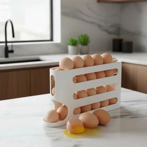 Huevera Plástica Contenedor De Huevos Para Heladera O Mesada Color Blanco