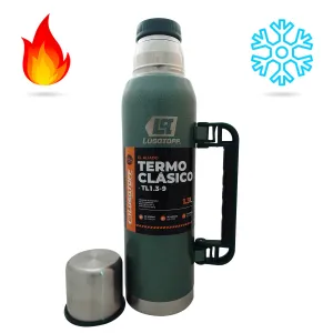 Termo Stanley Clásico Original 1Litro Acero Con Manija y Con Tapon Cebador  24hs Frio-Calor