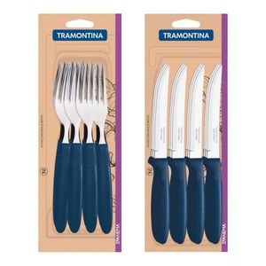 Cubiertos Set x24 Cuchillo Tenedor Tramontina Ipanema Azul 