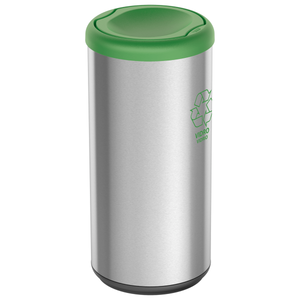 Cesto de Residuos Capsula Selecta Plus Tramontina de Acero Inox con terminación Scotch Brite, Tapa de Vaiven de Polipropileno Verde 40 l